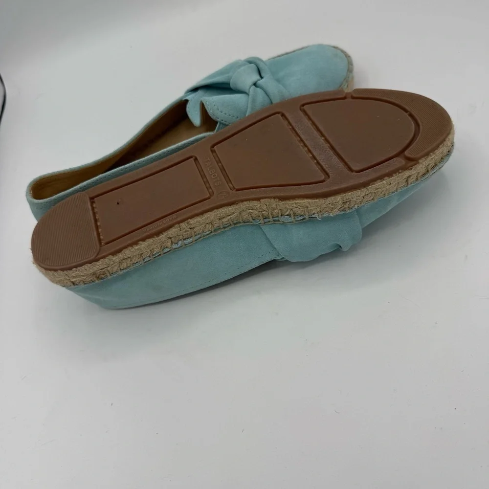 Talbots Izzy Knot Espadrilles Size 7.5 Shoes Aqua Suede Slip On Women’s
